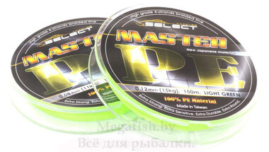 Шнур плетеный Select Master PE 150m 0.16mm 19kg Light Green