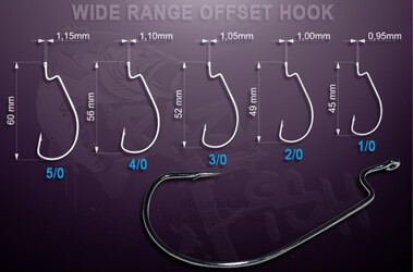 Офсетный крючок Crazy Fish Wide Range Offset Hook WROH 1/0 2