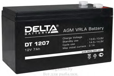 Аккумулятор свинцовый герметичный и необслуживаемый Delta DT 1207 7AH, 12V