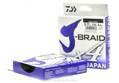 Леска плетеная J-Braid X4 135м (10.2кг) 0,19мм green 3