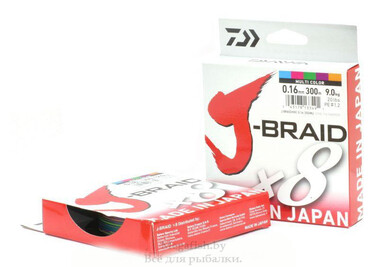 Шнур плетеный Daiwa J-Braid X8 300м (9кг) 0,16мм multicolor 2