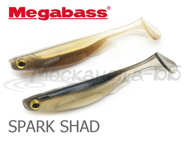 Виброхвост MEGABASS Spark Shad 5.0" SP-C, 5 шт в уп., цвет: Deadly Black