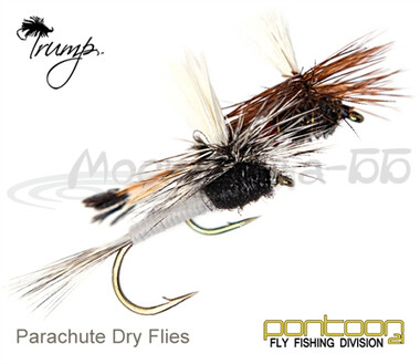 Мухи TRUMP, DRY FLY, 42318 Parachute Hendrickson Light, кр. #14, 2шт. в уп.