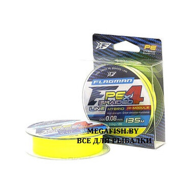 Шнур Flagman Hybrid PE F4 (150 м; 0.14 мм; Fluo Yellow)