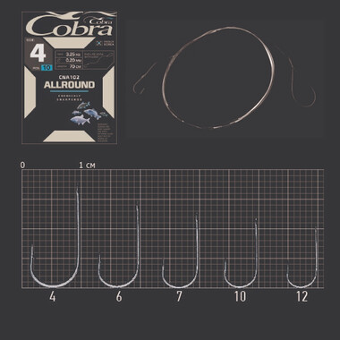 Крючки с поводком Cobra ALLROUND CNA102 70cm №8