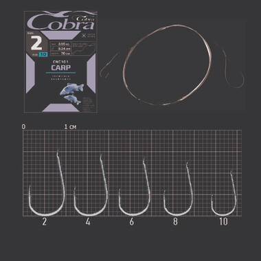 Крючки с поводком Cobra CARP CNС101 70cm 010