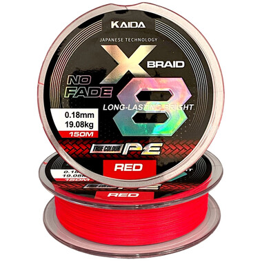 Шнур Kaida NO FADE X8 PE RED 150м 0.18мм