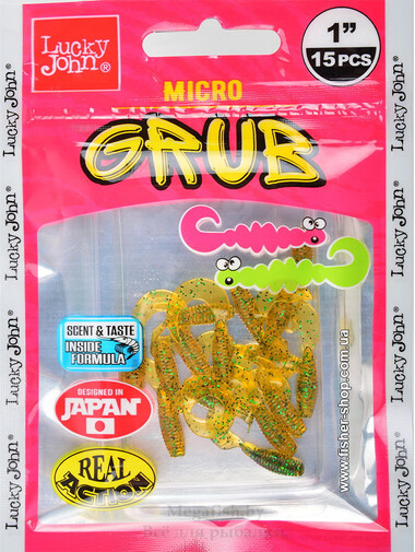 Твистер Lucky John Pro Series Micro Grub 1.0" (2.5см, в упаковке 15шт) S88 4