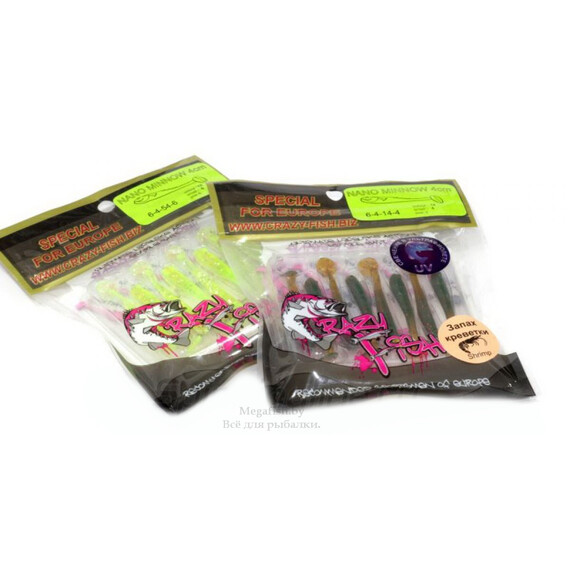 Силиконовая приманка Crazy Fish Nano Minnow 3.5" (4,65гр, 9см, в упаковке...